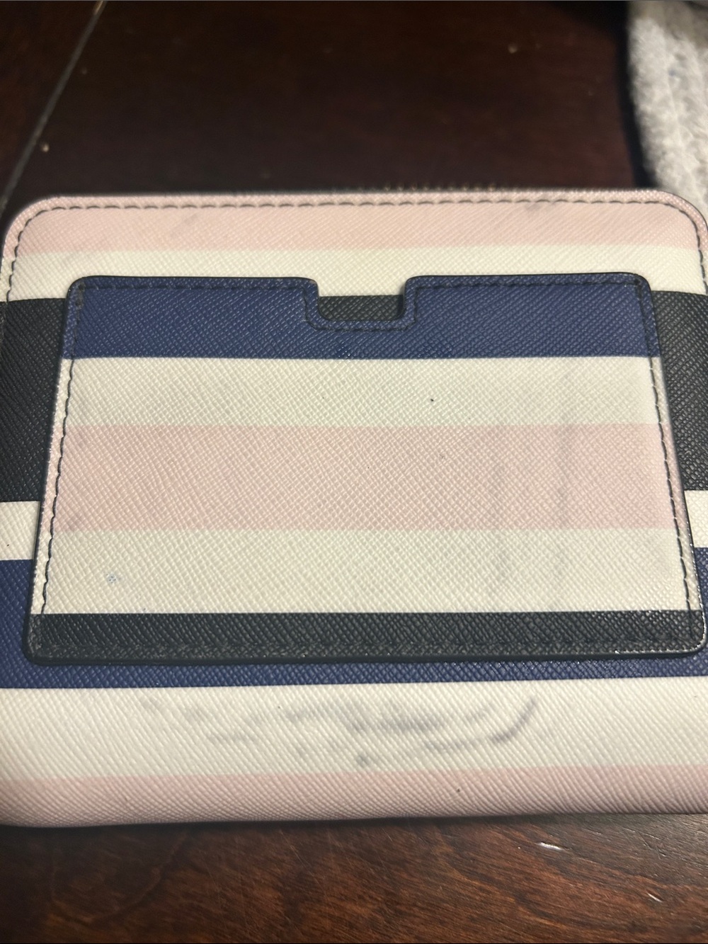kate spade navy and blush striped zip wallet - Picture 7 of 7